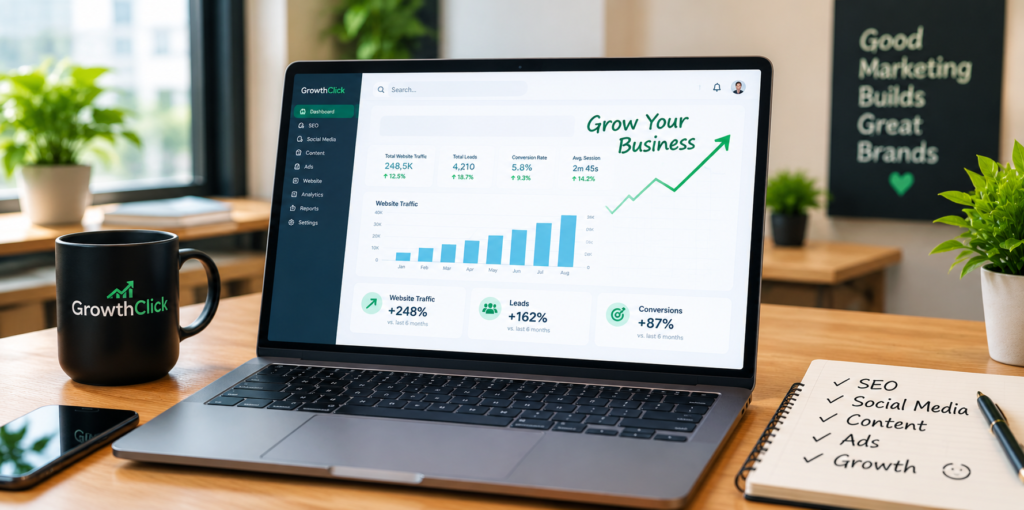 Growth Click digital marketing analytics dashboard